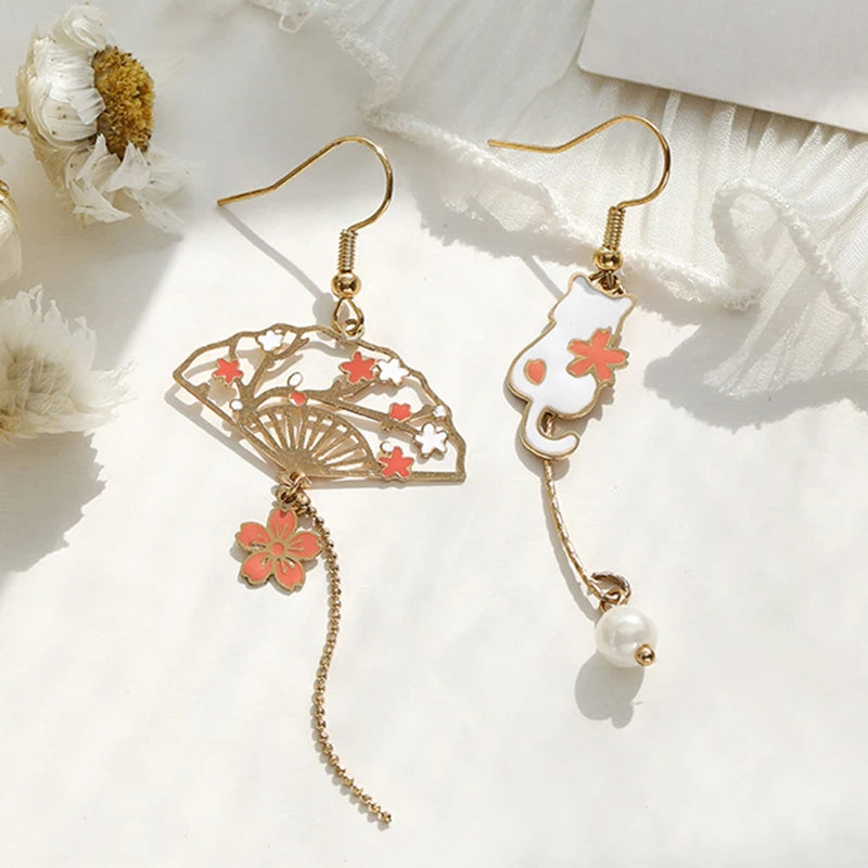 Korean Style Flower Cute Animal Rabbit Dangle Earrings For Women Strawberry Zircon Bee Asymmetrical Tassel Earring Party Jewelry