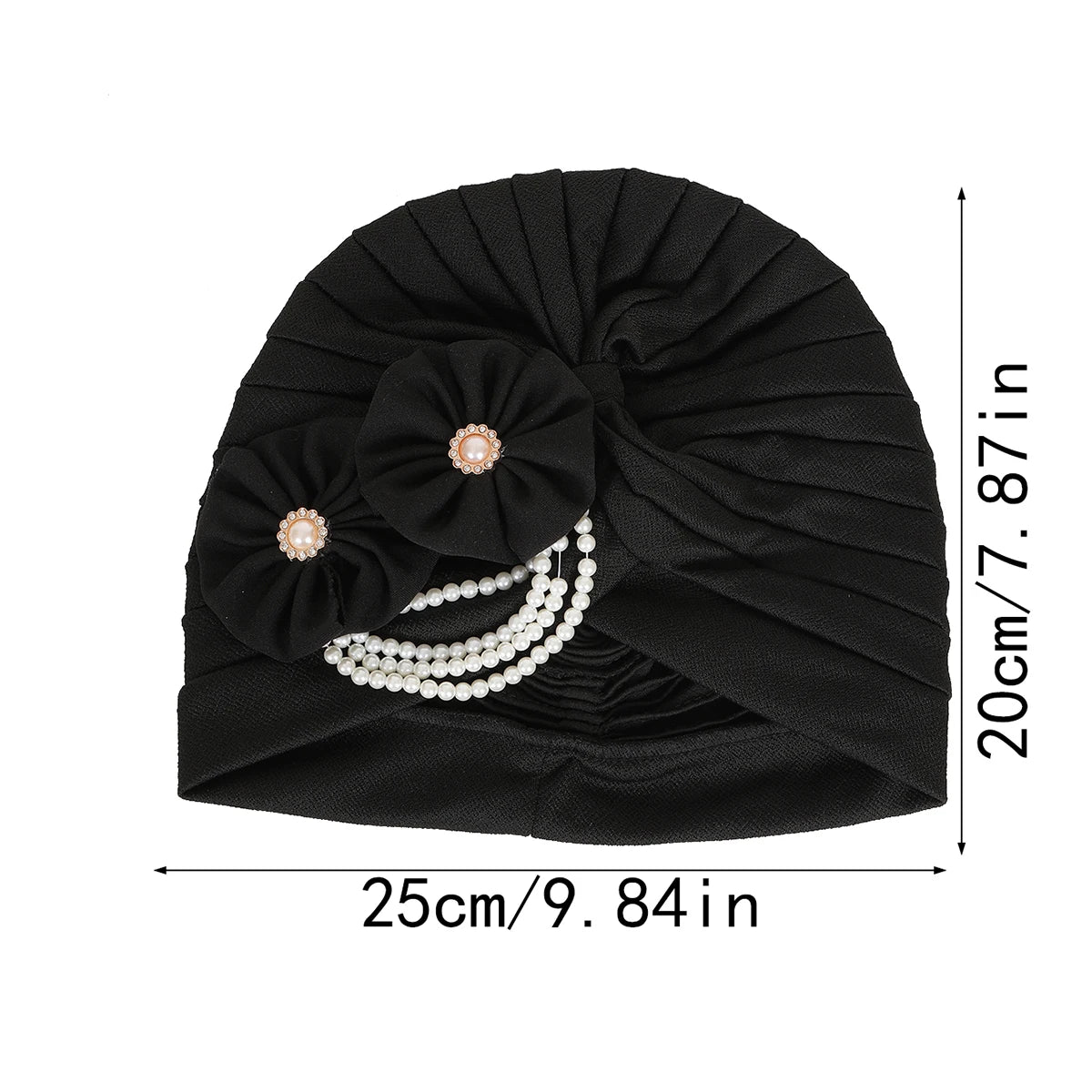 Pearls Beading Turban Cap for Women Flower Design Female Head Wraps Muslim Headscarf Bonnet Hairloss Hat Cover - NamafadStore