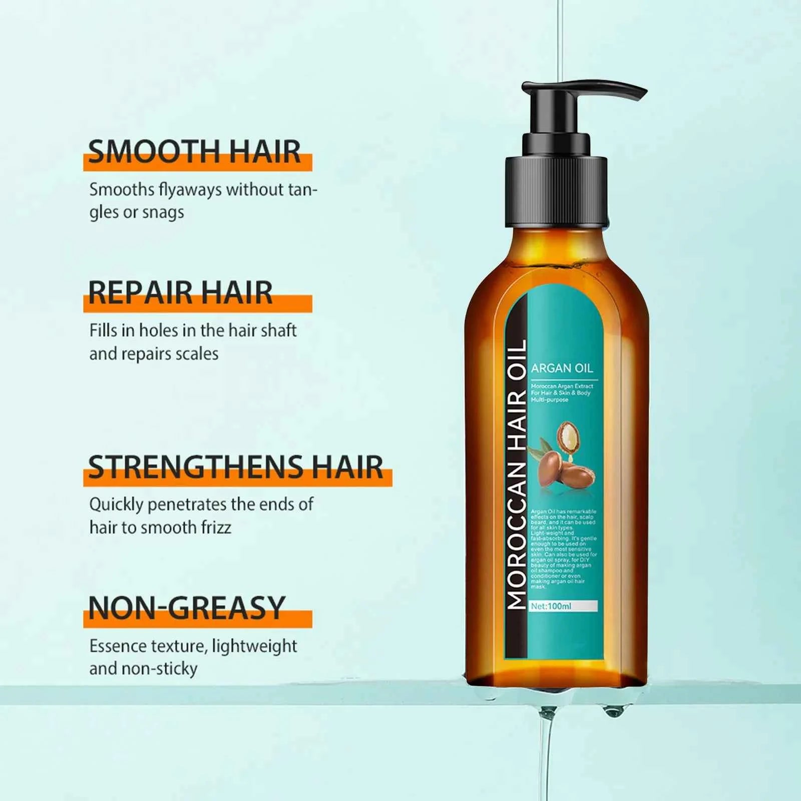 Moroccan Hair Care Oil Hair Care Oil For Dry Damaged Hair Men And Women Healthier Scalp Soft And Light Care For Damaged Hair - NamafadStore
