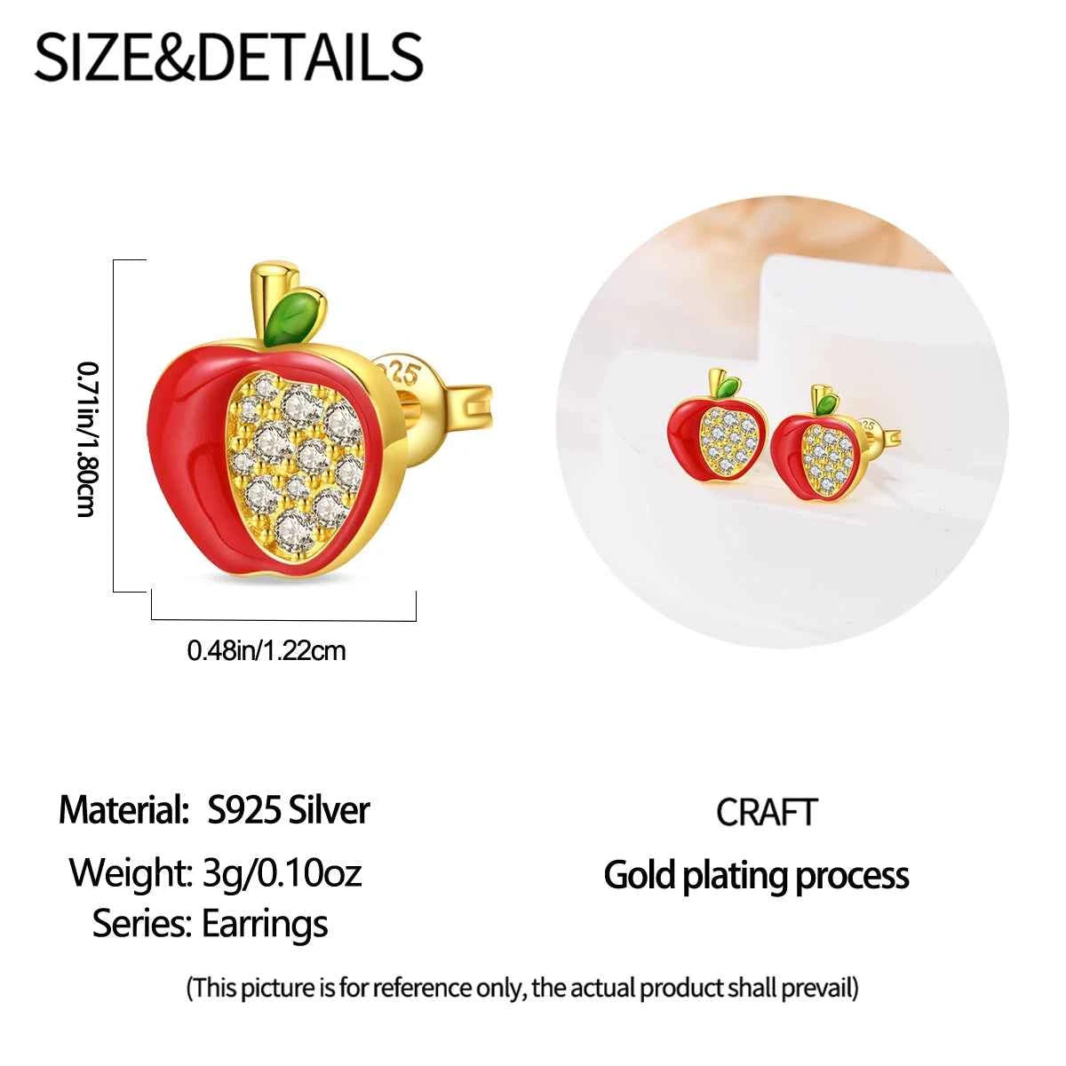 romantic 925 Sterling Silver Strawberry Rose Cherry Apple Wine Glass Red Earrings Colorful And Exquisite Niche Gifts