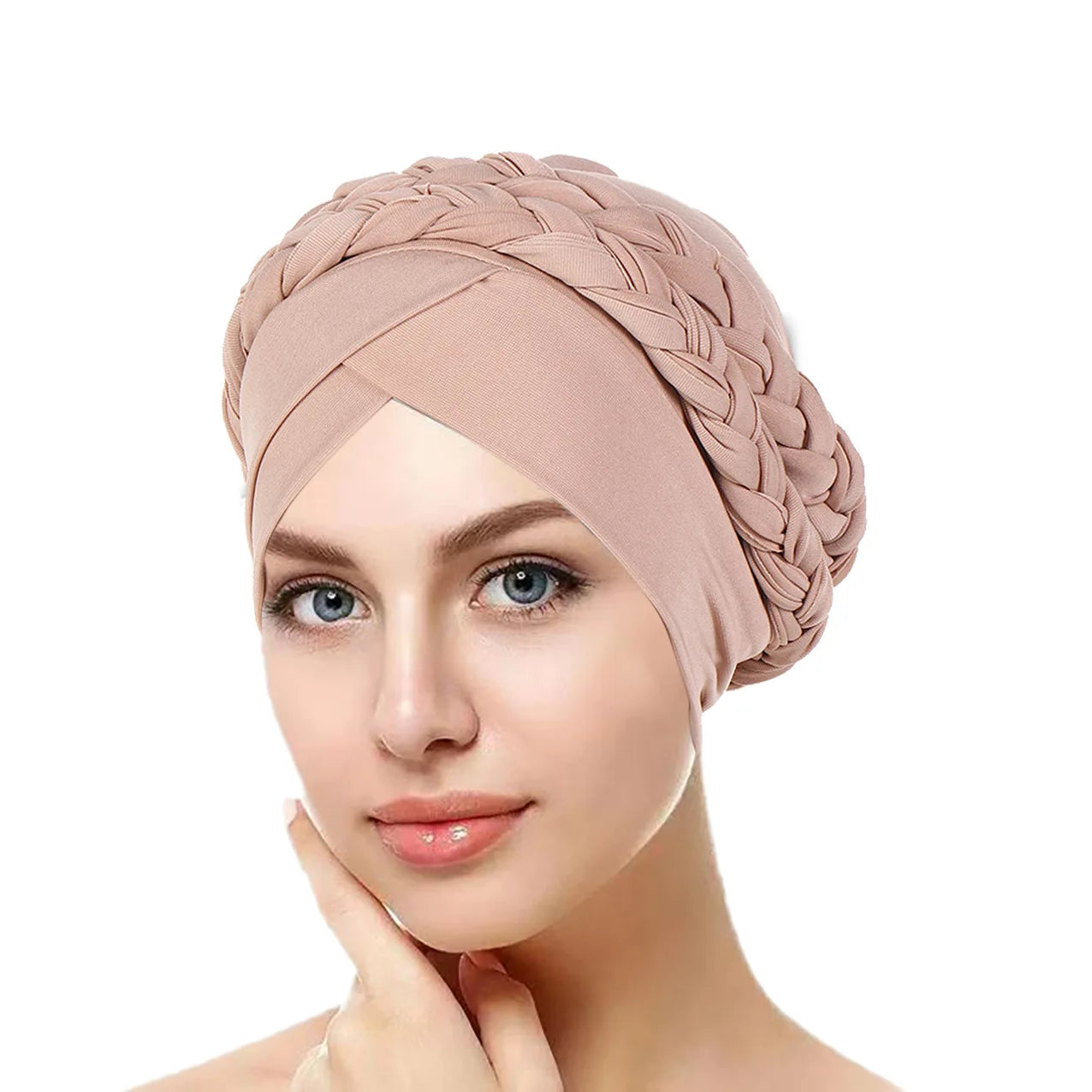 Bohemian Style Handmade Braid Turban Cross Bandana Slouchy Hat For Women Muslim Hijab Islamic Head Wrap Hair Loss Chemo Cap - NamafadStore