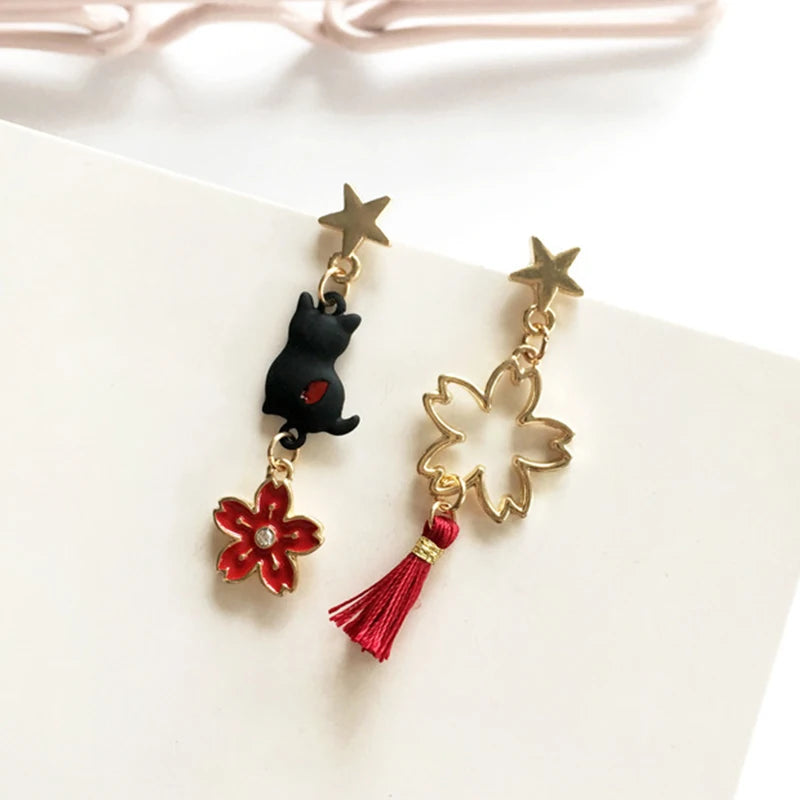 Korean Style Flower Cute Animal Rabbit Dangle Earrings For Women Strawberry Zircon Bee Asymmetrical Tassel Earring Party Jewelry