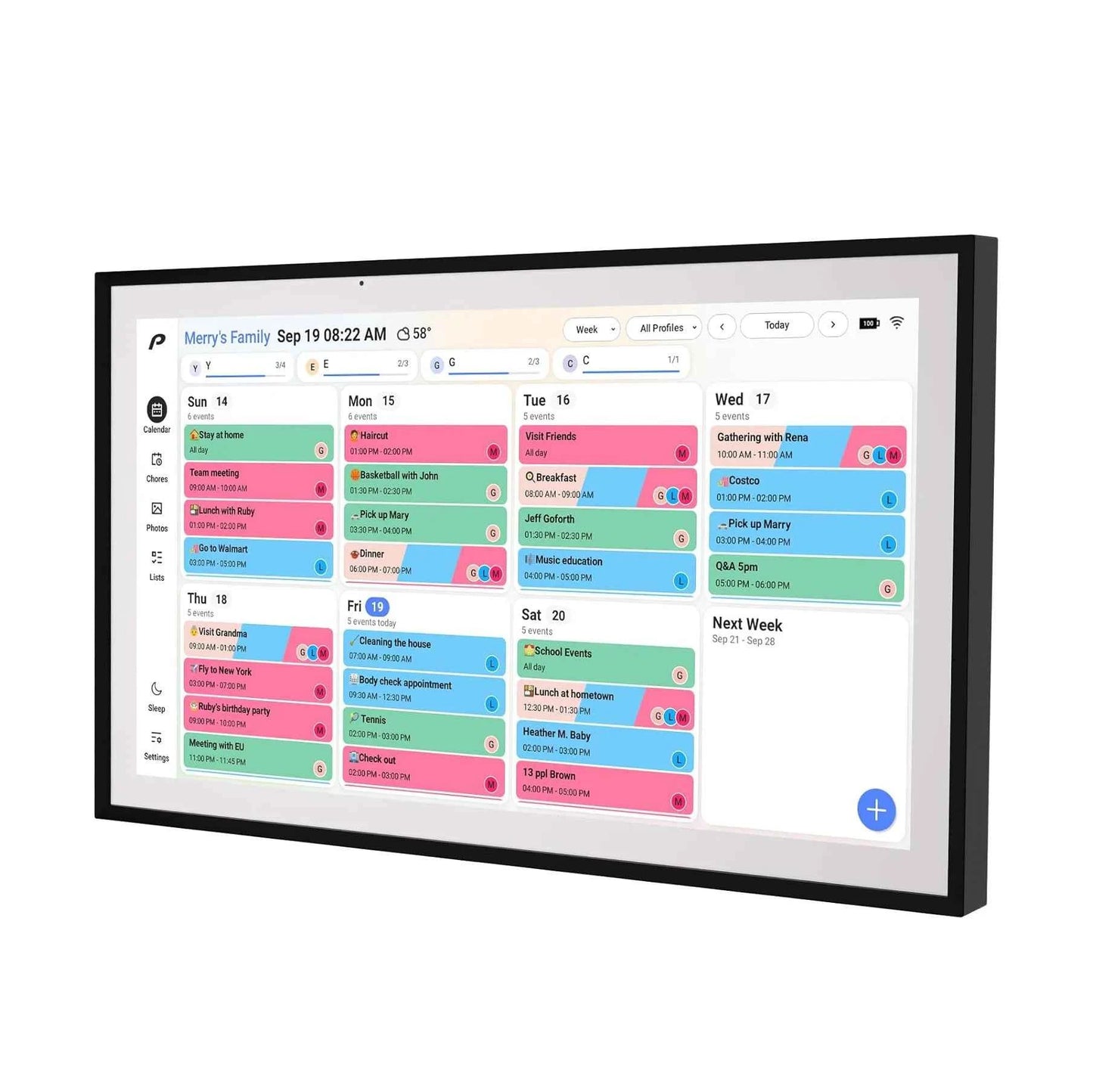 15.6 Inch Wall Planner Digital Calendar Chore Chart Smart Touchscreen Interactive Display APP Control 64GB for Family Schedules