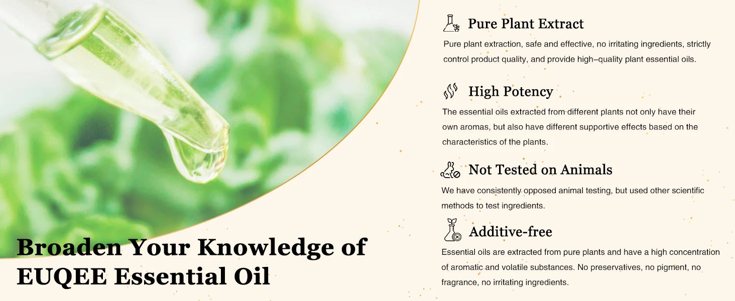 EUQEE 10ml Pure Essential Oil Peppermint Palo Santo Bergamot Eucalyptus Lavender Cinnamon Cedarwood Aromatherapy Essential Oils - NamafadStore
