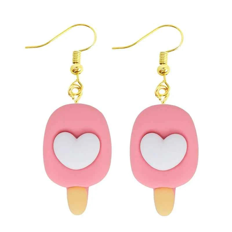 Women Earring Resin Drop Funny Custom Cute Girls Eardrop Kids Chocolate Strawberry Hamburger Hot Dog Mushroom Broccoli Coffee