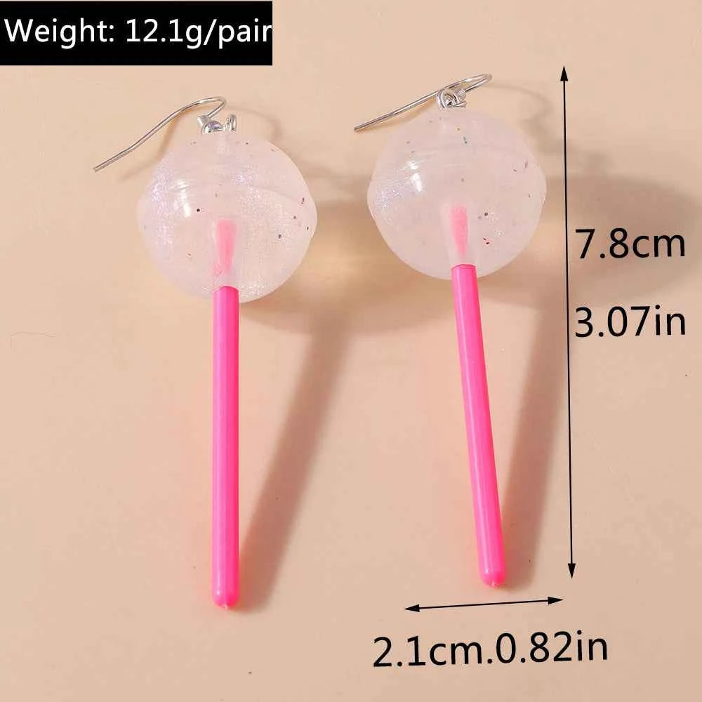 Cute Resin Candy Lollipop Earrings for Women Mini 3D Simulation Food Dangle Earrings Girls Kids Jewelry Gifts