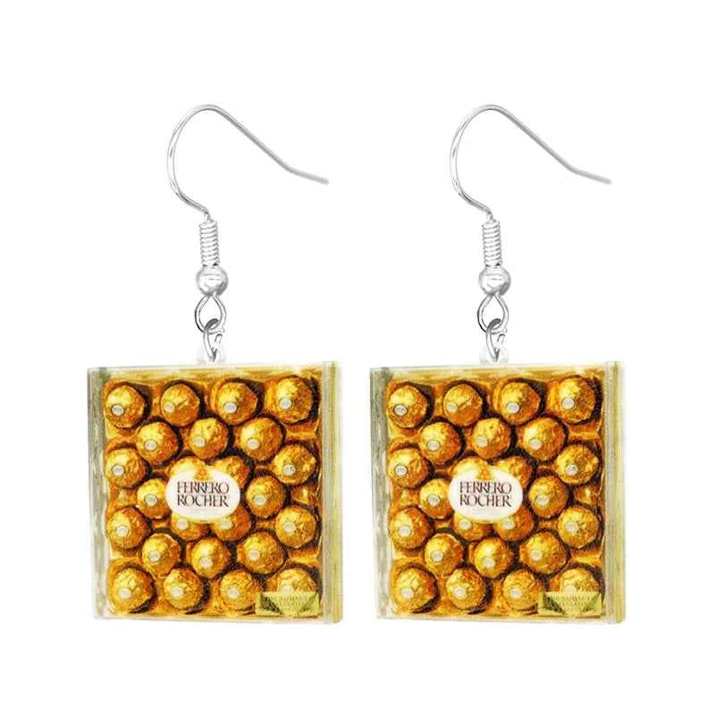 Earrings for Women 2D Acrylic Cute Snacks Girls Foods Funny Candy Chocolate Cookies
