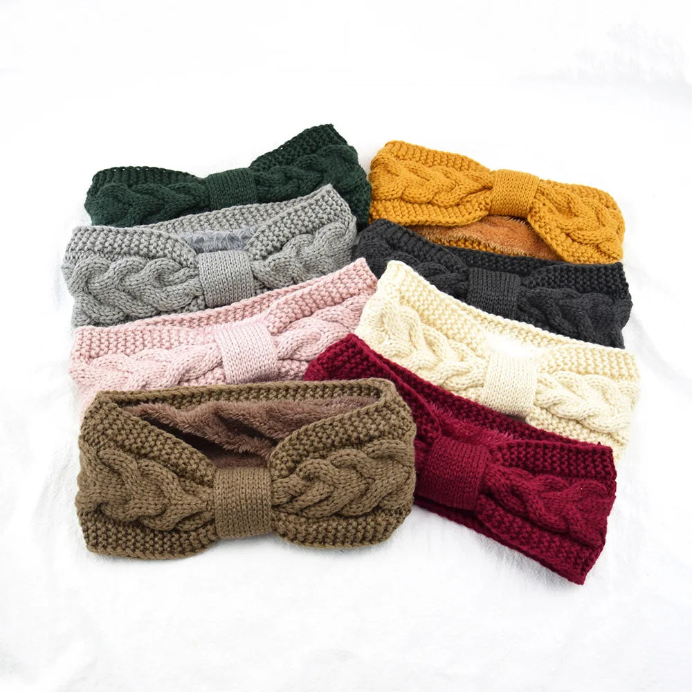 Winter Knitted Headbands for Women Warm Woolen Knitting Ear Warmer Cross Knot Turban Headwear Girls Hair Band Hair Accessories - NamafadStore