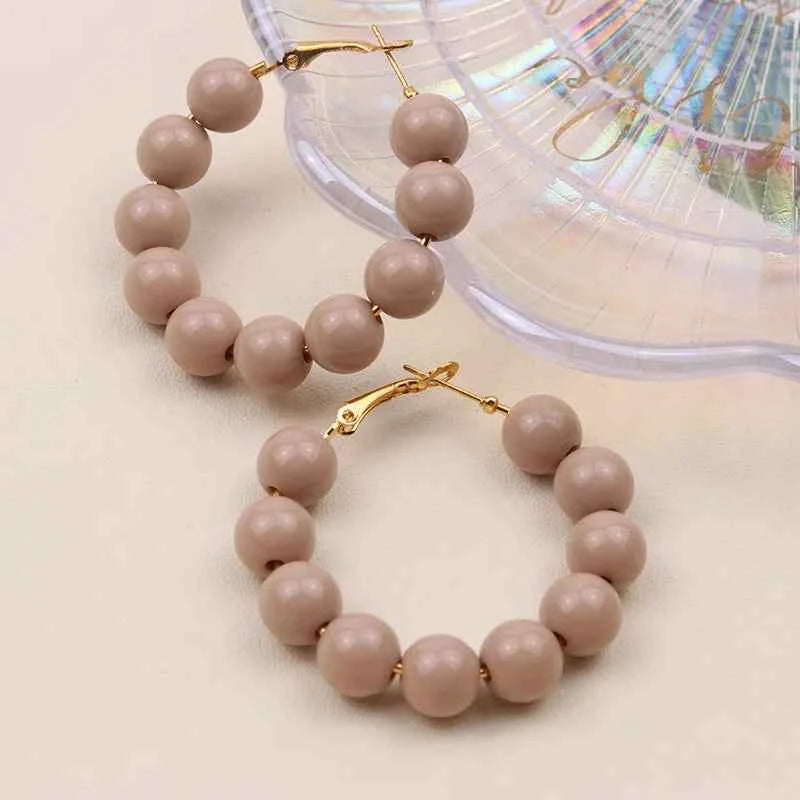 Summer dopamine bead candy colored acrylic earrings exaggerated and fashionable circular women's earrings