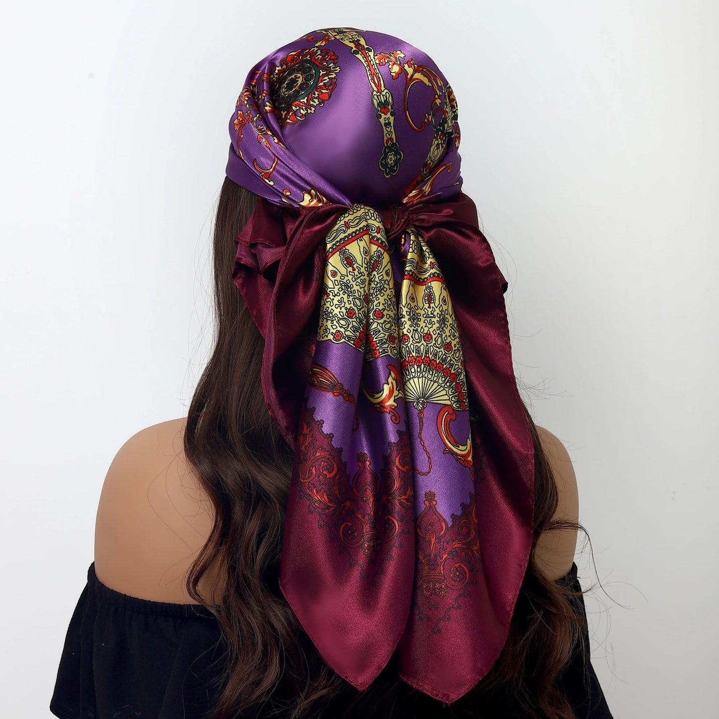 Popular Shawls Europe And America Fashion Bandannas New Print Sunscreen 90X90CM Kerchief Four Seasons Luxury Square Silk Scarves - NamafadStore