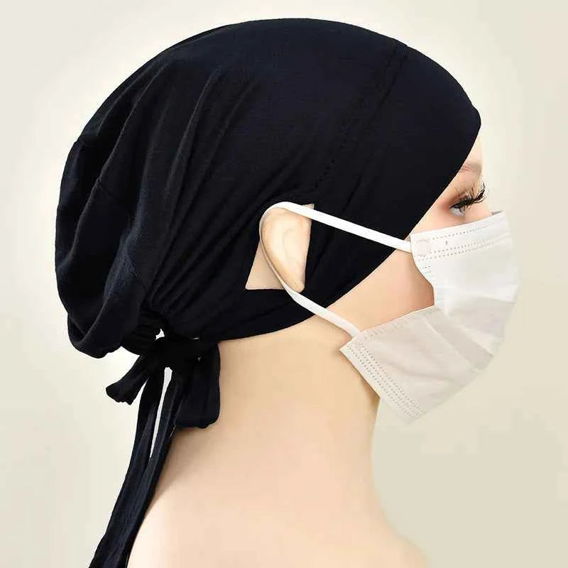 Adjustable Modal Under Cap With Ear Hole Hijab Caps Solid Muslim Hijab Inner Scarf Lady Bandanas Cap Under Caps Soft Hijab