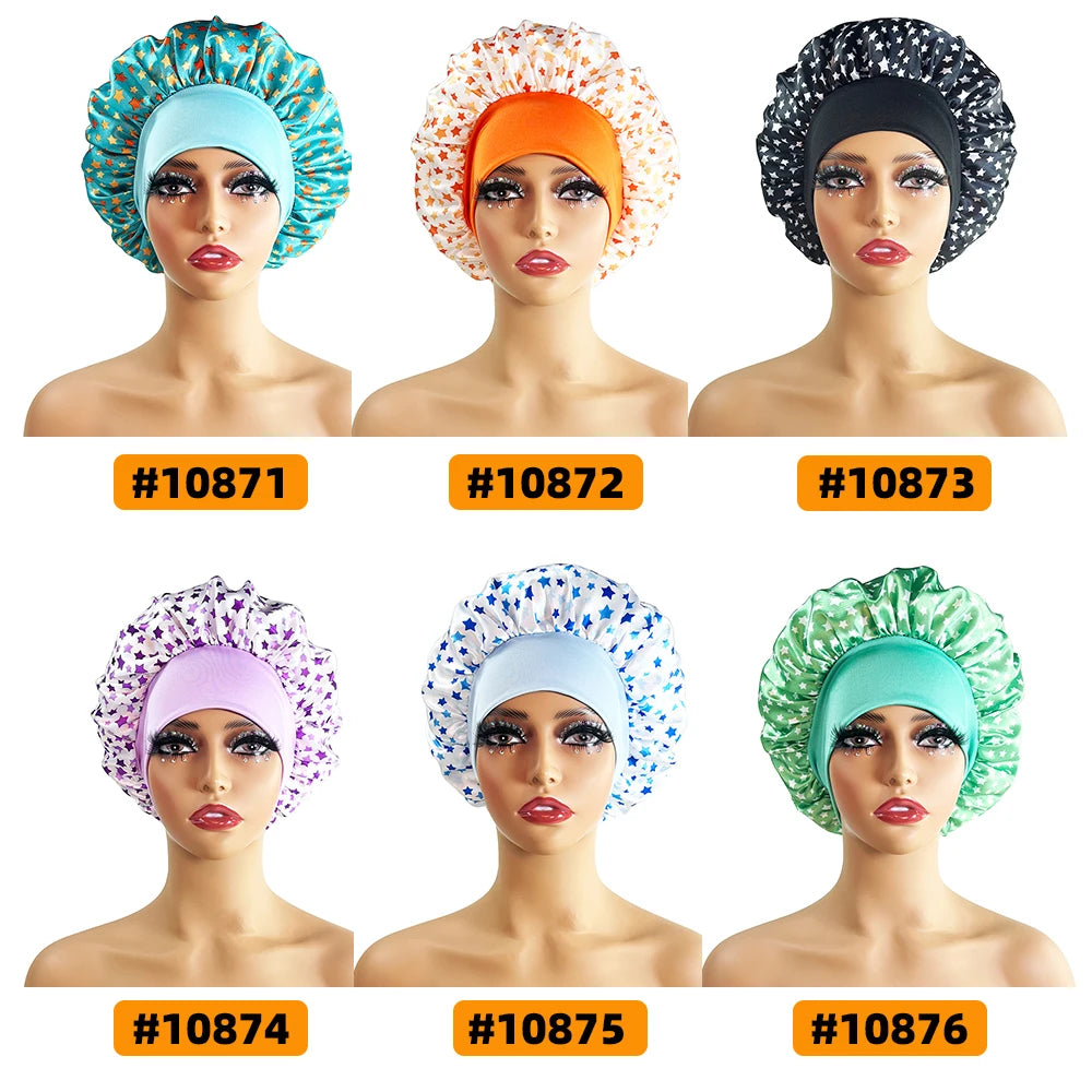 New Satin Bonnet Silk Night Sleeping Cap For Women Curly Braid Hair Multi Style Printing