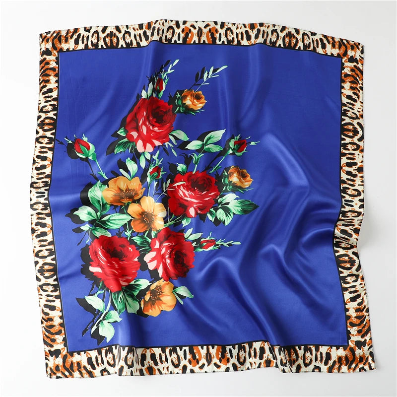 90CM Kerchief Silk Satin Four Seasons Square Beach Stoles Luxury Print Sunscreen Shawls Wraps Hijab Popular Bandana Accessores