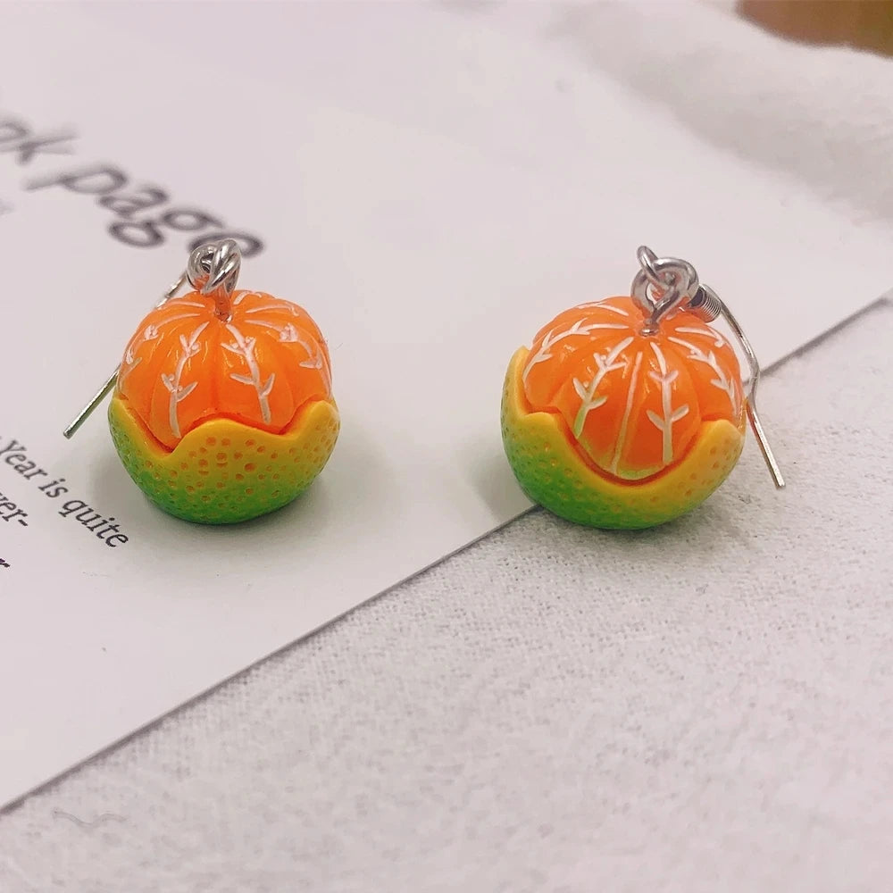 New Fashion Fruit Transparent Pearl Colored Lemon Earrings  Y2k for Girls Women Children Party Birthday Gift Lovely Jewelry