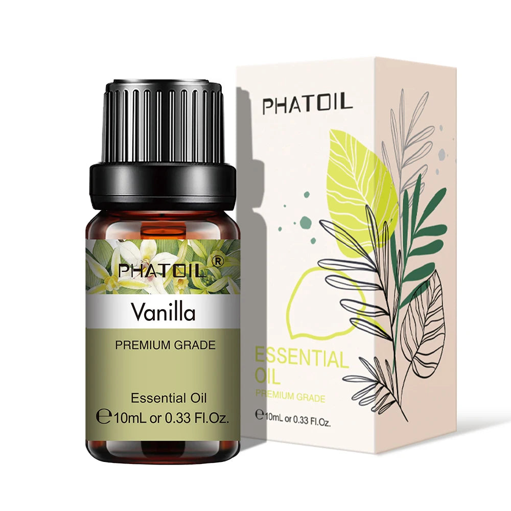 PHATOIL Natural Plant Essential Oil 10ml Eucalyptus Rose Lemon Bergamot Vanilla Peppermint 1PCS Aroma Essential Oil For Diffuser - NamafadStore