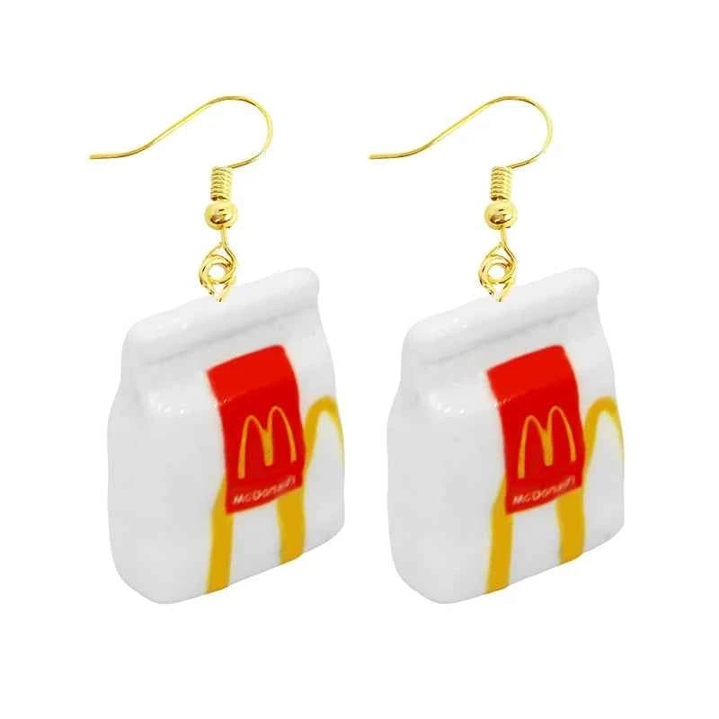 Earrings For Women Girls Cute Foods Hamburg Pizza Chicken Leg Candy Bottle Handmade Candy Kids Funny Resin