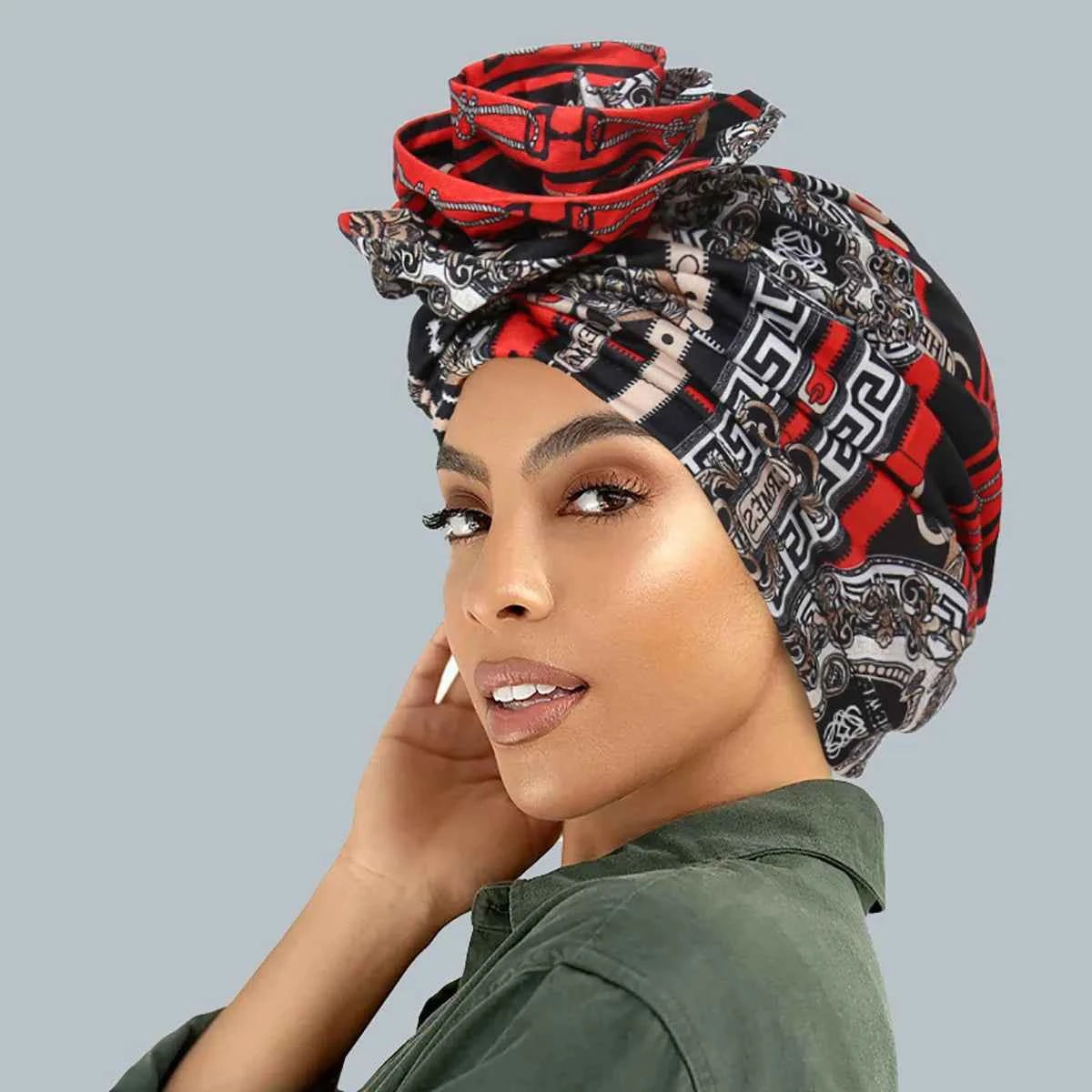Ramadan Fashion Print Turban Hijab Hats African Head Wraps Elastic Muslim Hats Breathable Chemo Cap For Women Girls - NamafadStore