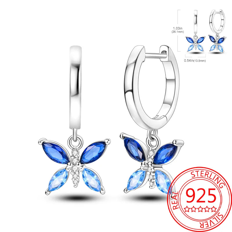Pink Series 925 Sterling Silver Romantic Flower Butterfly Unicorn Tulip Geometry Earrings Boutique Fine Jewelry Gifts for Women