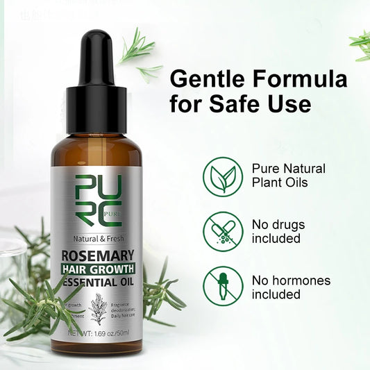 PURC Rosemary Oil Hair Growth Products for Man Women Ginger Anti Hair Loss Fast Regrowth Thicken Oils Scalp Treatment Hair Care - NamafadStore