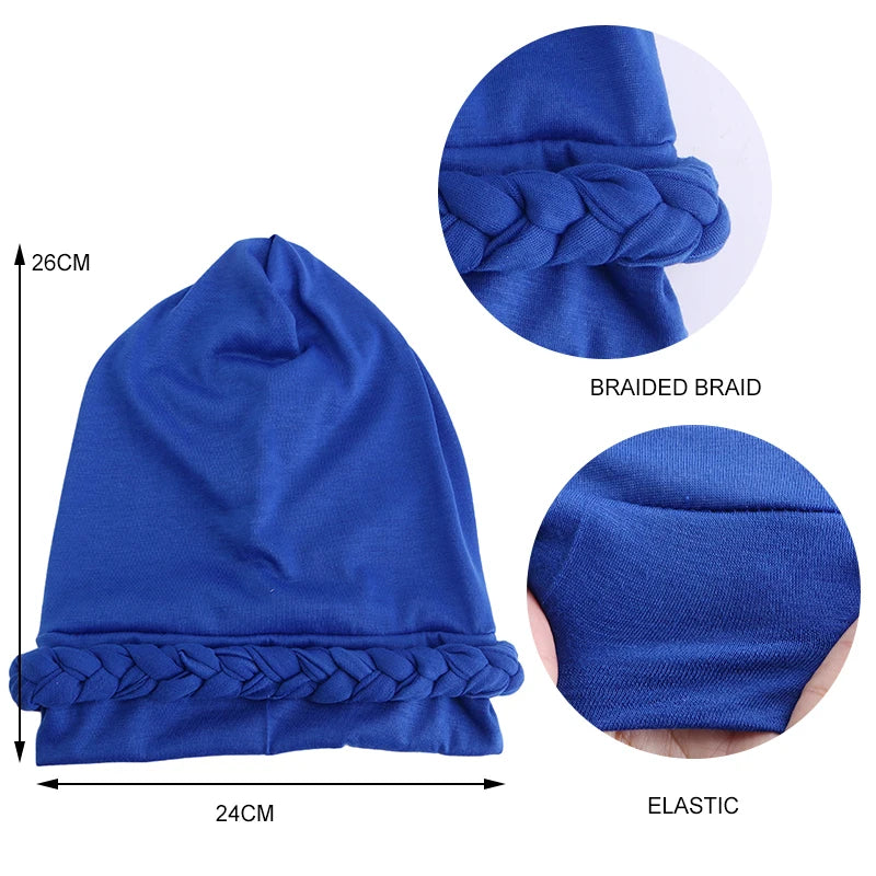 2PCS/LOT New Women's Braid Elastic Turban Muslim Twist Fashion Hat Cancer Hat Chemo Cap Head Wrap Cover Hair Islamic Headwear