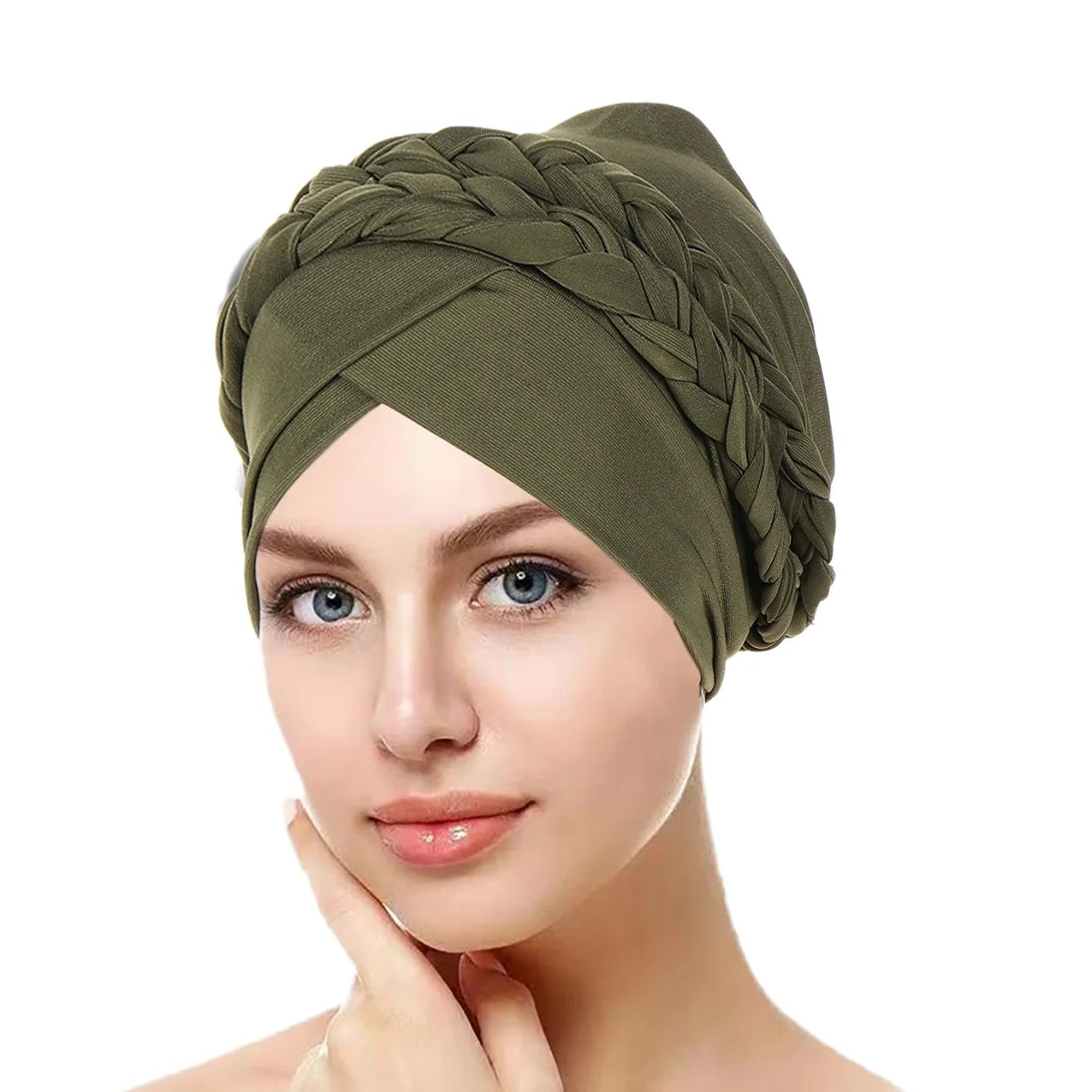 Bohemian Style Handmade Braid Turban Cross Bandana Slouchy Hat For Women Muslim Hijab Islamic Head Wrap Hair Loss Chemo Cap - NamafadStore