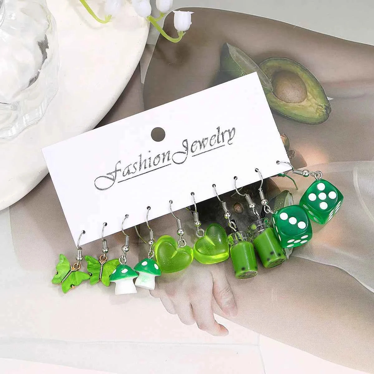 New Sweet Cartoon Dopamine Earrings Set For Women Colorful Cute Duck Butterfly Star Pig Drop Earring Party Earrings Jewelry Gift