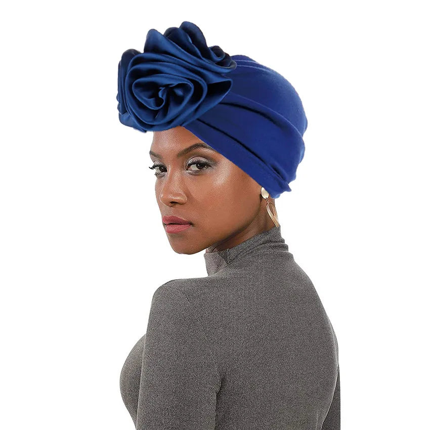 Fashion Satin Flowers Turban Hijab Hats African Head Wraps Elastic Muslim Hats Breathable Chemo Cap For Women Girls - NamafadStore
