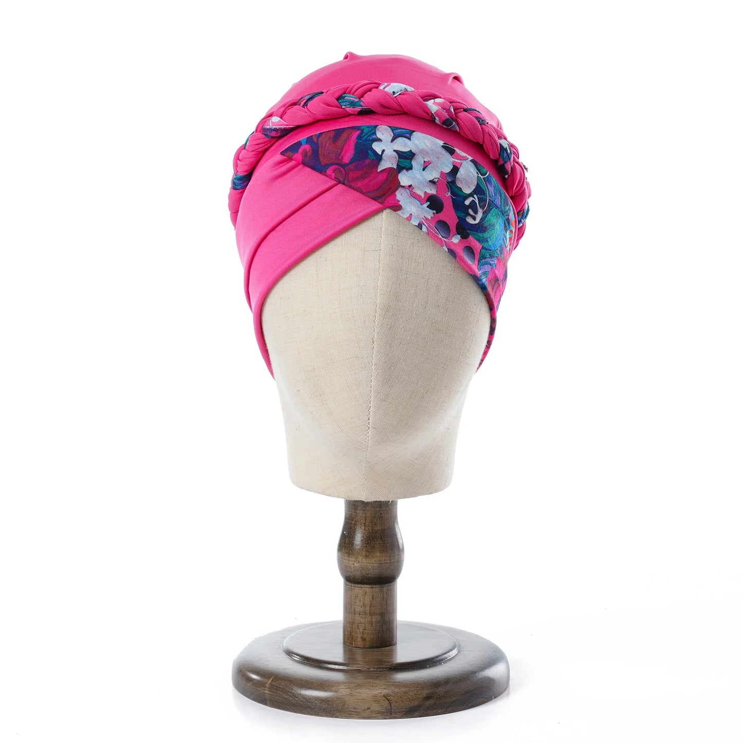 Boho Women Print Muslim Turban Scarf Braid Hijabs Cross Forehead Floral Headwear Arab Wrap Head Scarf Hair Accessories Hat - NamafadStore