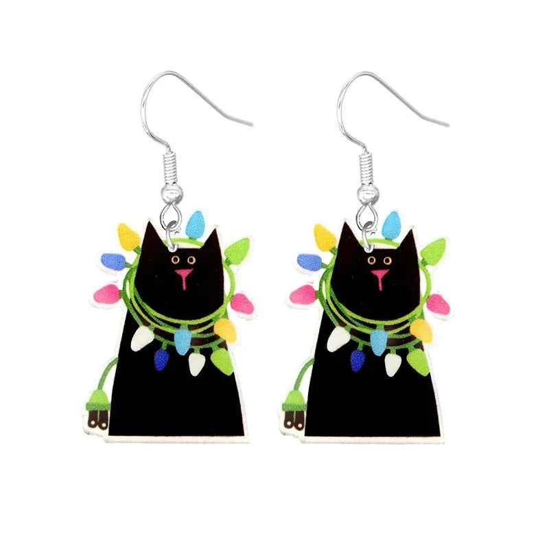 Cute Cat Design Dangle Earrings Acrylic Jewelry Adorable Gift For Women Girls Daily Casual Frog Bee Pig Hamster