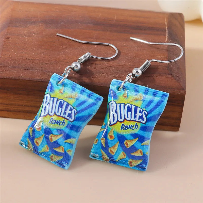 Aihua New In Fashion Women Earrings Cute Resin Food Snacks Potato Chips Earrings Handmade Party Jewelry Gifts