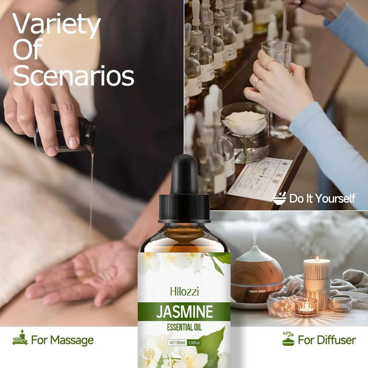 Jasmine essential oil for body massage, aromatherapy diffuser, facial skin care, spa, long-lasting fragrance. - NamafadStore