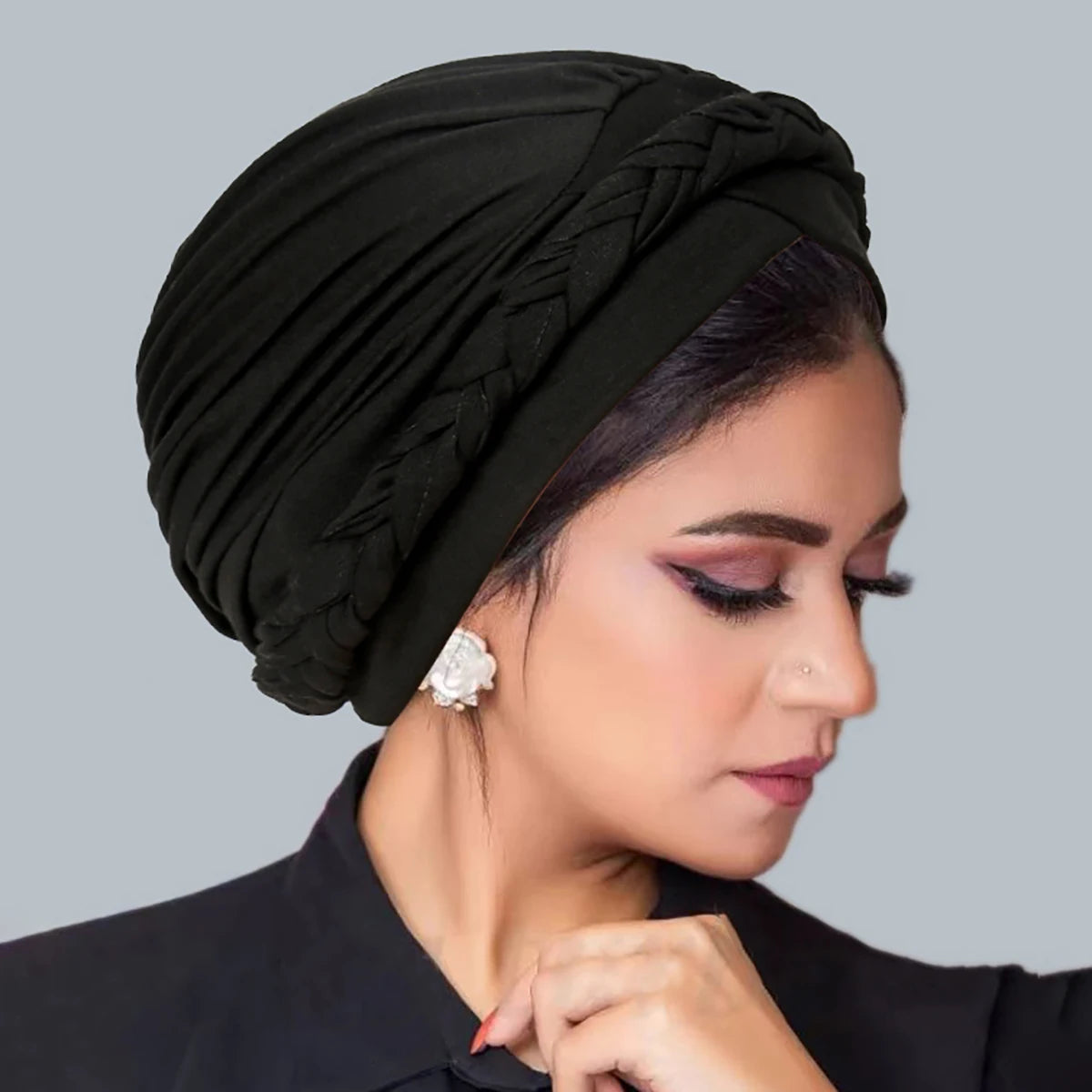 Crossed Forehead Women Braid Muslim Hijab Caps Wrap Head Indian Turban Bonnet Fashion Headdress Islamic Clothing Accessories - NamafadStore