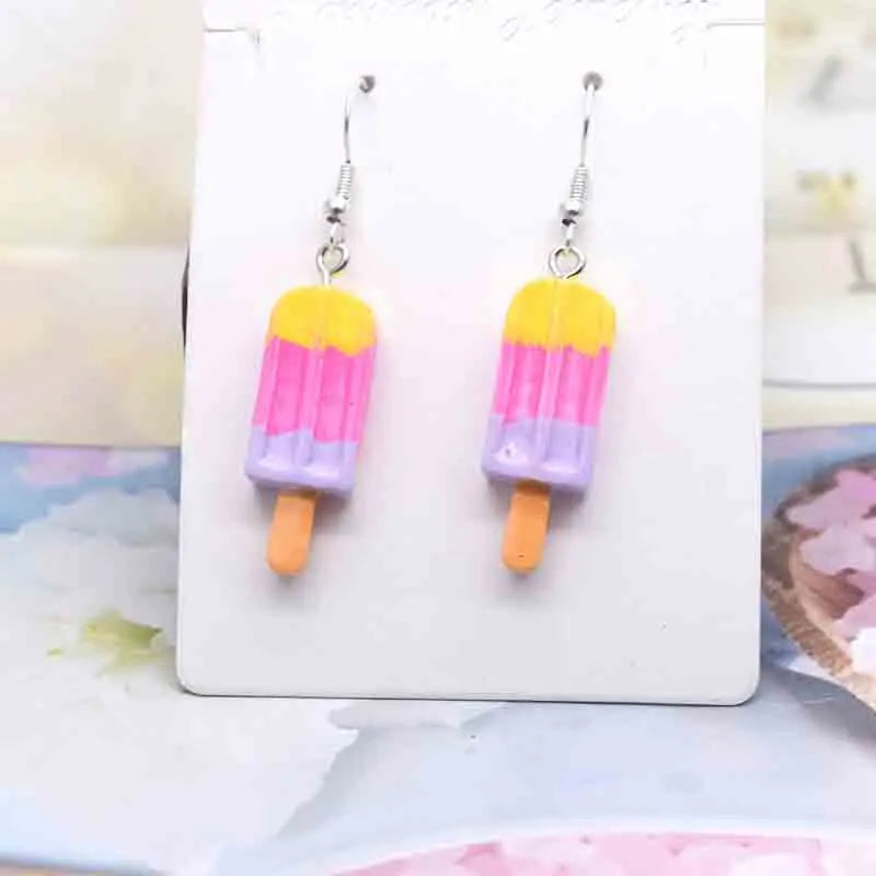 Earring For Women Resin Handmade Cute Animals Ice Cream Drinks Candy Fruits Pissa Drop Earrings Funny Gift