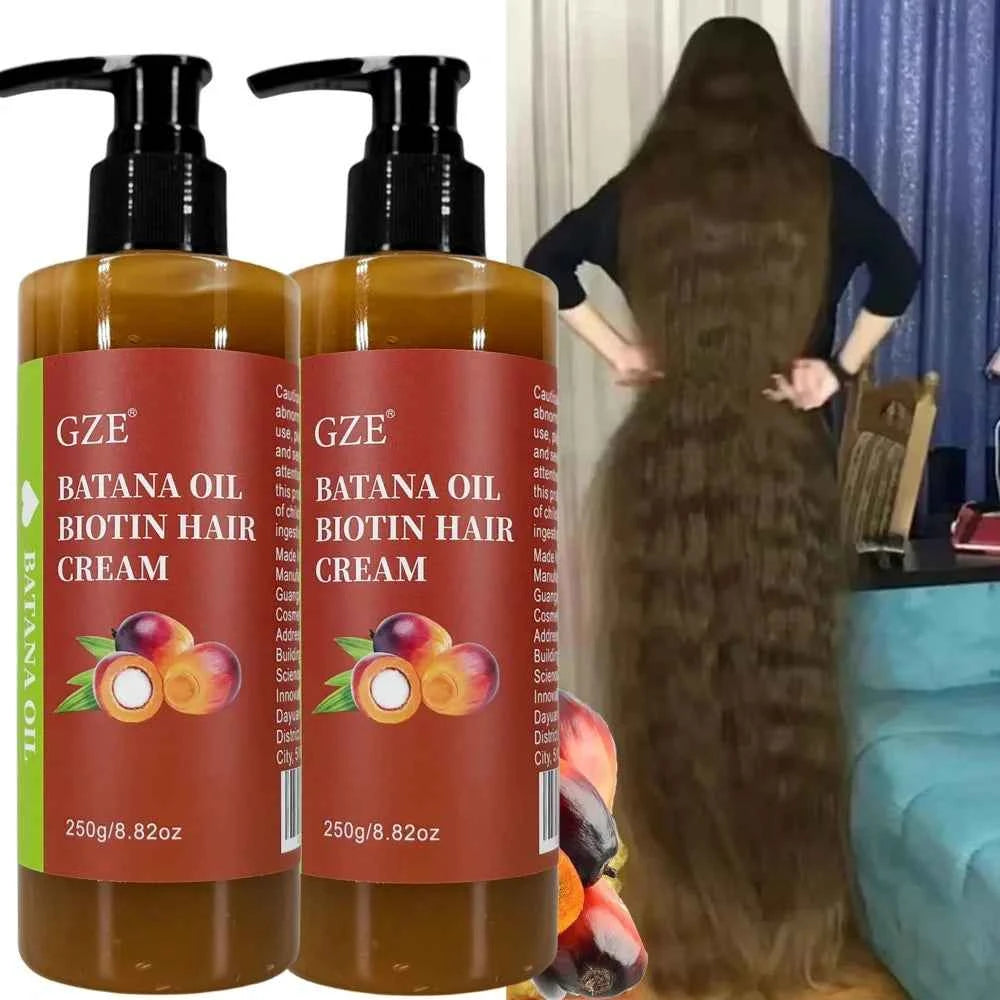 2 Pack Batana Oil Biotin Hair Cream Strong Hair Anti-Breakage Repair Split Ends Silky For Dry Hair