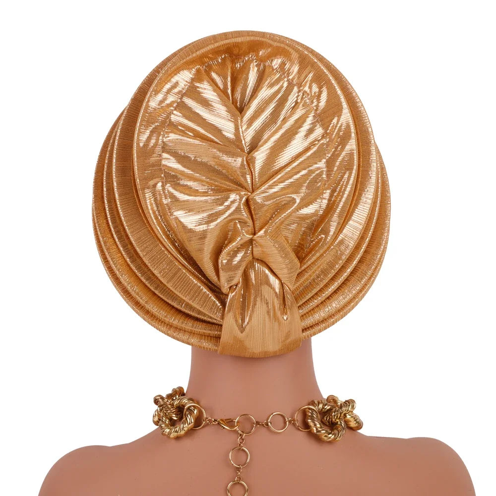 2024 Elegant Spiral Beret for Women Afrcian Lady Head Wraps Female Berets Turban Nigeria Headpiece Wedding Party Gele - NamafadStore