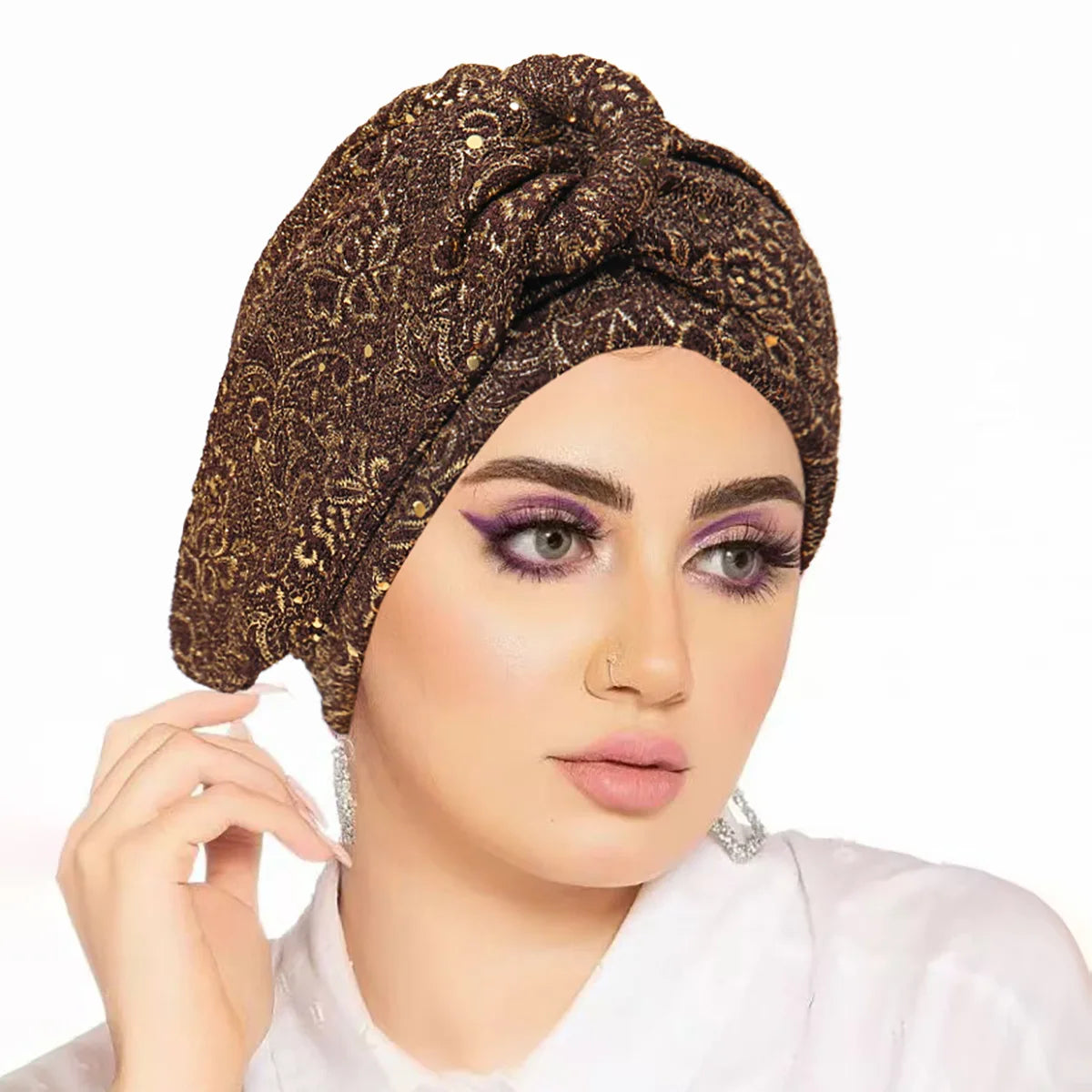 Trendy Crinkle Women's Hijab Solid Color Muslim Ladies Turban Bonnet Flower Decor Ramadan Head Wrap Head Scarf Indian Hat Mujer - NamafadStore