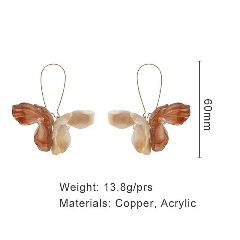 Long Drop Acrylic Flower Hoop Earrings For Women Fashion Jewelry Trendy New Style Holiday Accessories Romantic Gifts MQF169