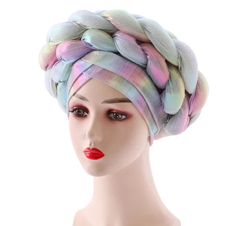 Women Braid Turbans Latest African Headtie Ladies Sequin Head Wraps African Aso Oke Winter Headtie Negerian Wedding Gele Caps
