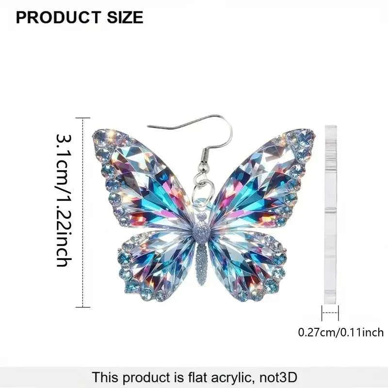 YAOLOGE 2025 New Arrival Sparkling Flat Butterfly Earrings Acrylic Material Women Novel Glamorous Eardrop Party Gifts