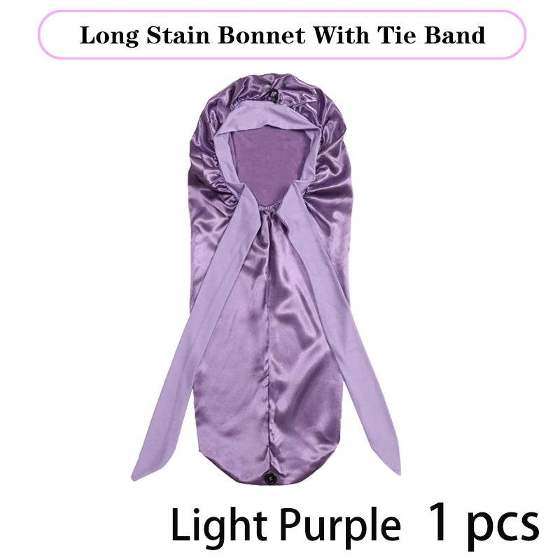 Soft Silky Long Satin Bonnet For Natural Hair And Curly Hair Extra Large Size Hair Cap With Tie For Comfortable Night Sleep 1Pcs - NamafadStore