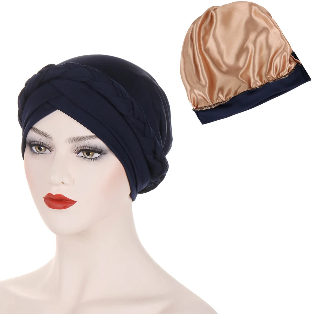 Crossed Forehead Satin Lined Muslim Turban For Women Islamic Inner Hijab Cap UnderScarf Arab wrap Head Scarves turbante mujer - NamafadStore