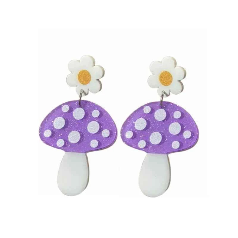 Cute Acrylic Mushroom Earrings For Women Novelty Plant Dangle Earring
