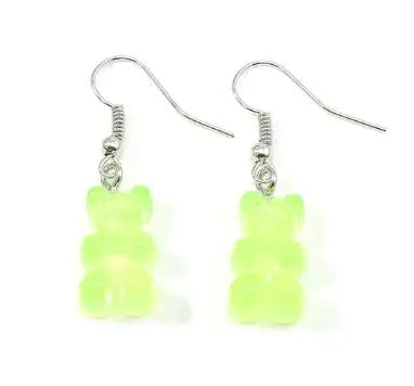 Gradient Candy Color Cute Acrylic Bear Dangle Earrings for Women Girls Gift Korean Fashion Animal Hook Earring Female Jewelry