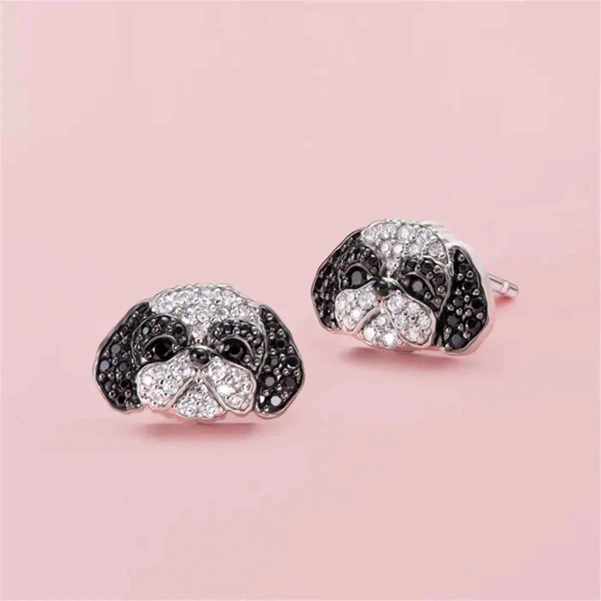 1Pair Cute Shih Tzu Earrings Exquisite Women's Cartoon Pet Memorial Jewelry Daily Party Decoration Perfect Gift for Dog Lovers