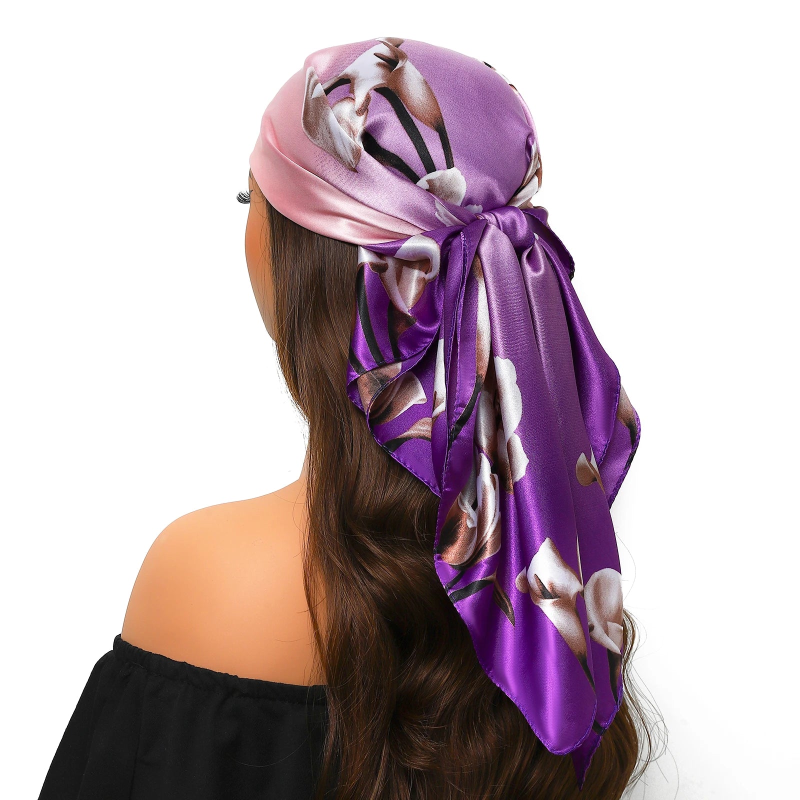 Popular Shawls Europe And America Fashion Bandannas New Print Sunscreen 90X90CM Kerchief Four Seasons Luxury Square Silk Scarves - NamafadStore