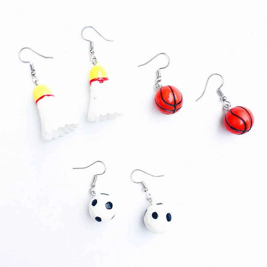 3 Pairs themed Resin Earrings Basketball Football Pendant Cute Ear naments for Sports Earring Girls Safe Durable