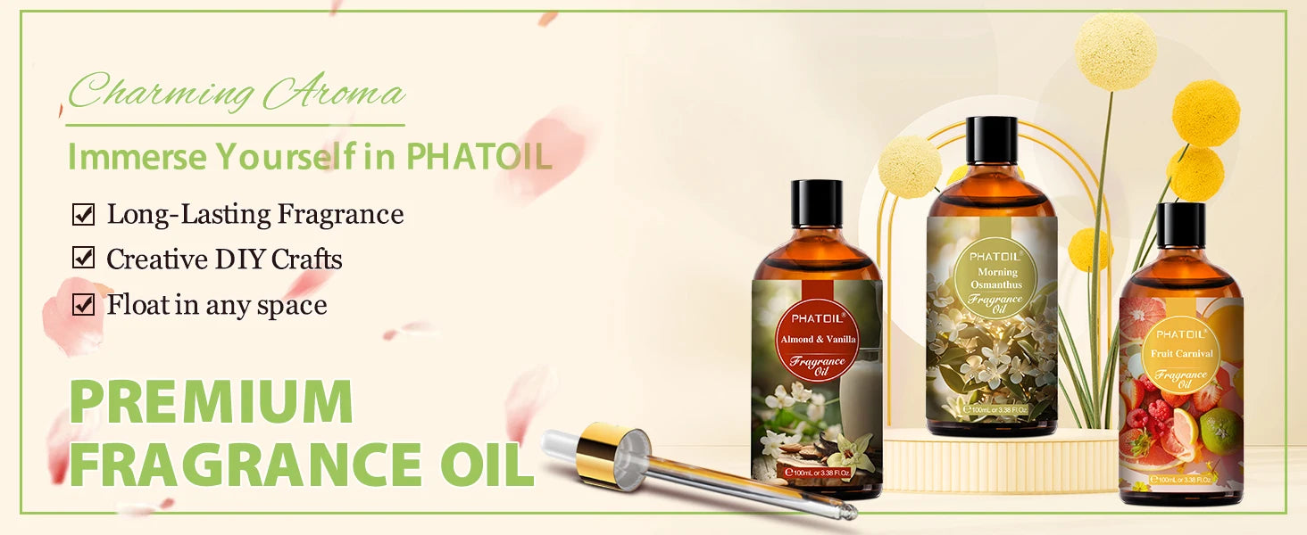 PHATOIL Almond & Vanilla Fragrance Oil For Diffuser Aromatherapy 100ml Fruit Carnival Premium Orchid Dreamscape Aroma Oils - NamafadStore