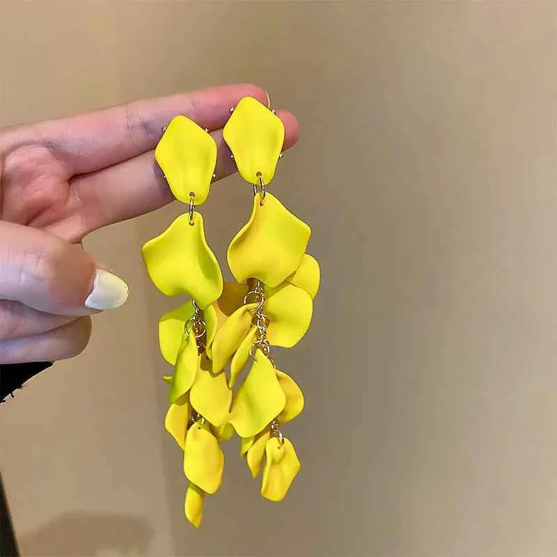 Geometry Yellow Drop Earring for Women 2023 New In Flower Earring Versatile Luxury Designer Jewelry Girls' Night