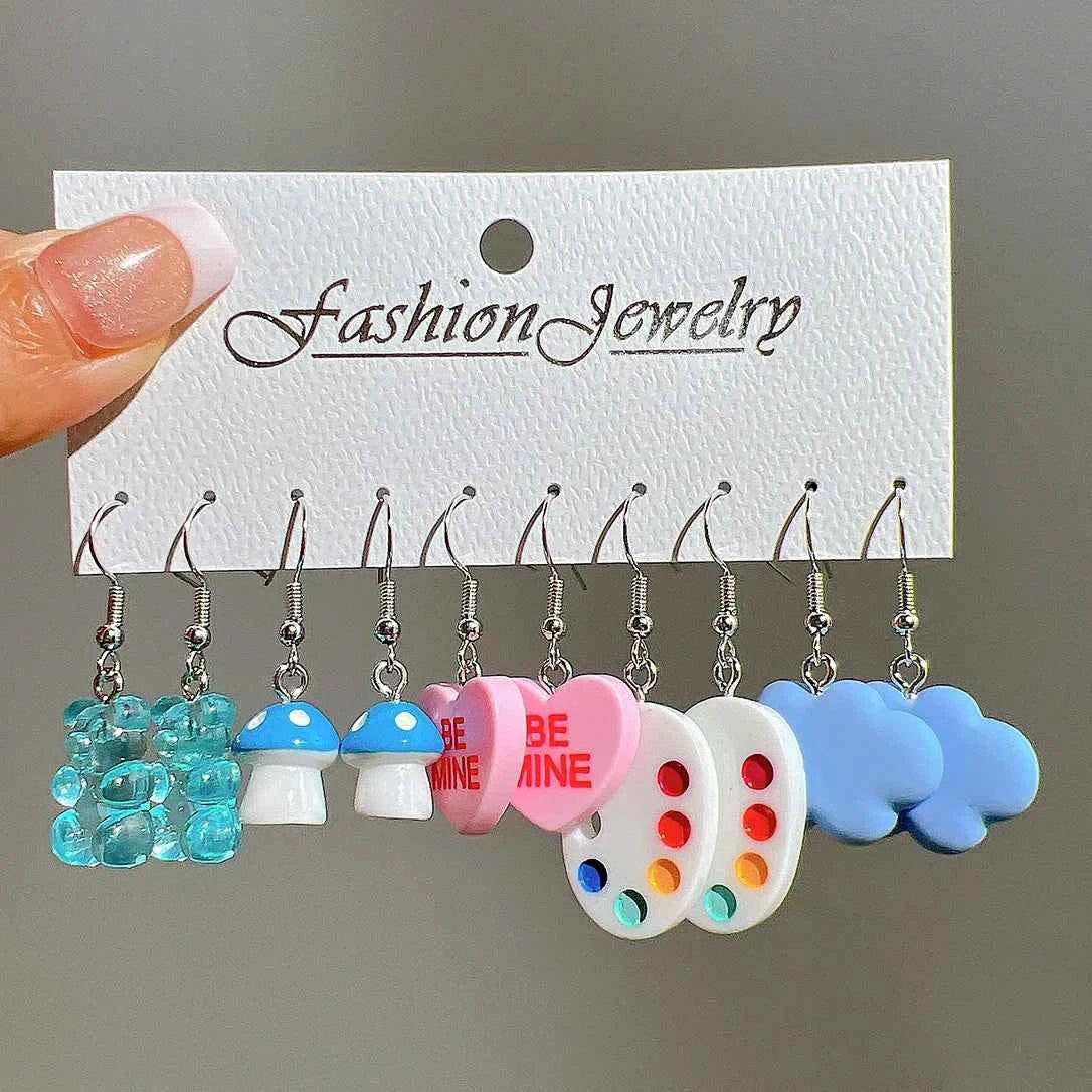 Fashion Sweet Fruit Drink Earrings Set for Women Cute Cartoon Food Ice Cream Donut Funny Resin Earrings Party Jewelry Gift New