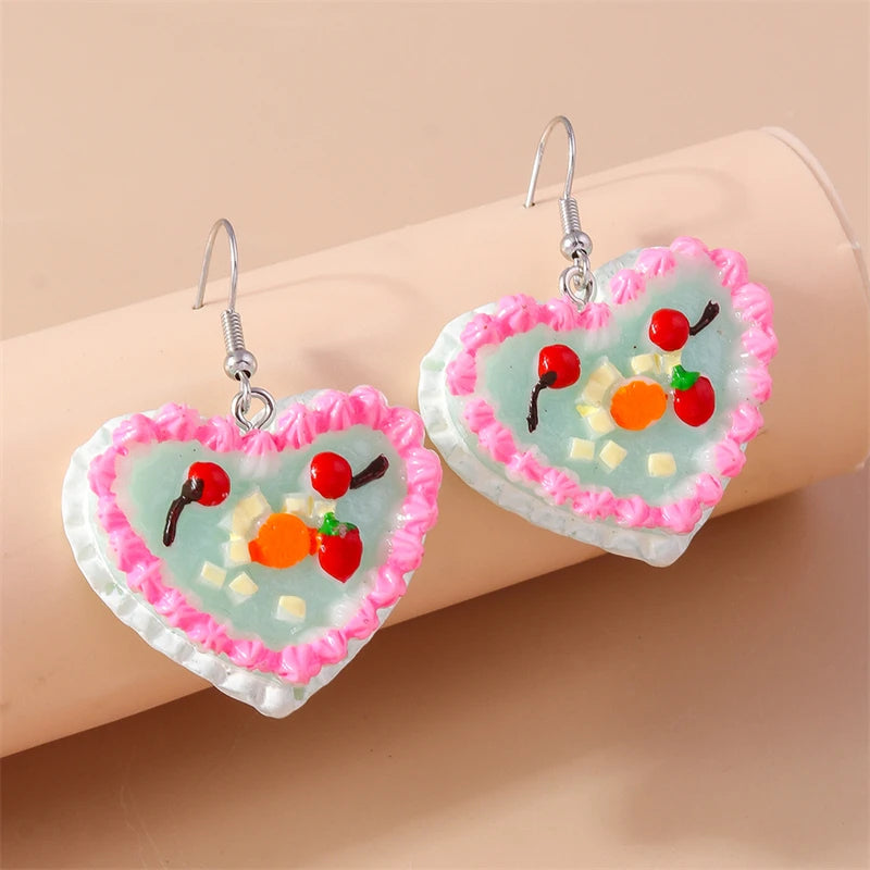 Sweet Food Cake Drop Earrings for Women Girls Party Holiday Jewelry Gifts